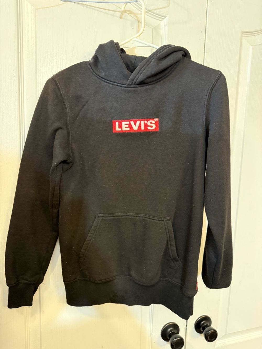 Levi's Black Hoodie Sweatshirt with Red Logo Patch